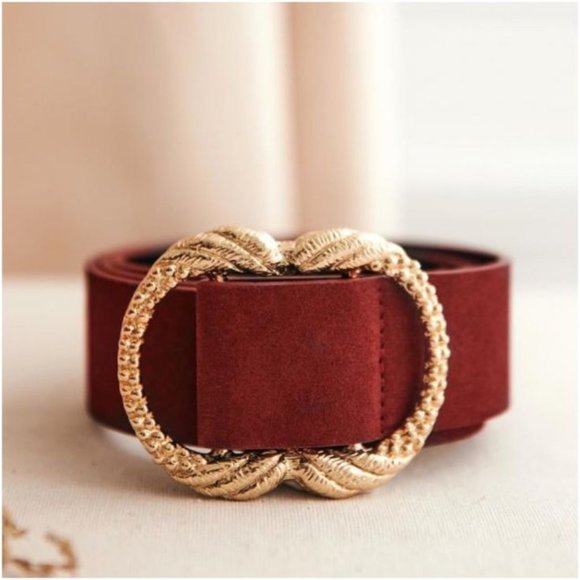 Sezane Accessories - Sezane - Artemis Belt, Sienna Burgundy, Size FR80
